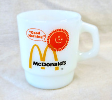 VTG MCDONALD'S ANCHOR HOCKING FIRE KING GOOD MORNING MILK GLASS COFFEE CUP MUG picture