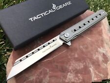 Full Tc4 Titanium EDC Folding Knife Polished D2 Steel Tanto Blade Ball Bearing picture