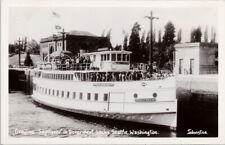 Seattle WA Greyline 'Sightseer' Boat Ship Unused Johnston RPPC Postcard G94 picture