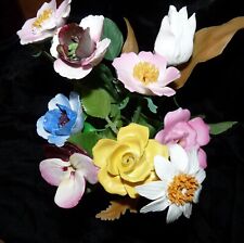 Vintage Lot 9 Florist Stems Bouquet Bone China Mixed Flowers Pansy Daisy Tulip picture