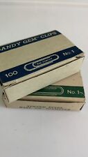 Vintage 2 Dandy Gem No.1 Boxed Paper Clips Advertising Office Decor Tinned Steel picture
