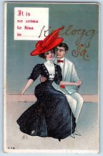 Kellogg Iowa Postcard Lover Couple Embossed Glitter c1912 Vintage Antique Posted picture