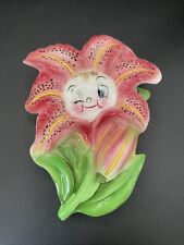 HTF Vintage MCM Anthropomorphic Flower Face Planter/ Wallpocket Japan Amazing picture