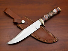CUSTOM HAND MADE D2 BLADE STEEL BOWIE HUNTING KNIFE- CAMEL BONE/WOOD - HB-2591 picture