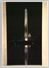 Washington Monument & Capitol Reflections at Night, Washington DC 4x6 Postcard picture