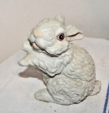 Vintage Textured Porcelain White Sitting Bunny Rabbit Figurine Hand Painted 4 In picture