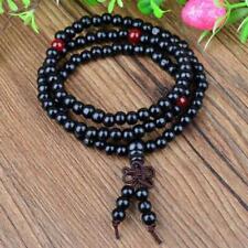 Stretch Wrap Mala Bracelet 108 6mm Bead Beautiful Black Wood Prayer Buddhist  picture