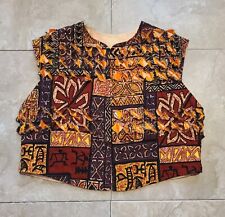 VTG Handmade Hawaiian Barkcloth Vest 3D Texture Tiki Floral 42