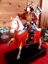 Antique Japanese Riding Armed Samurai Warrior Armor helmet Doll Horse 1868' - picture