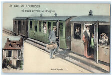 c1910 Bernadette Soubirous I'm leaving Lourdes Train Lourdes France Postcard picture