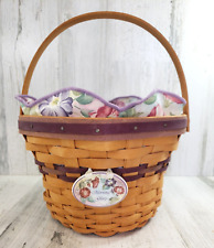 2000 Longaberger  May Series Morning Glory Basket Tie On Liner 2 Part Protector picture