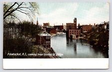 1905~Pawtucket Rhode Island RI~View of City from Division Street Bridge~Postcard picture