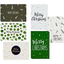 48 Pack of Christmas Winter Holiday Family Greeting Cards Green and Cream Mer... picture