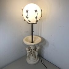 Vintage Cherub Figural Lamp GWTW Hurricane Lamp Shade Milk Glass Dome 30” Tall picture