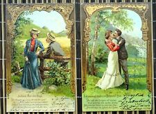 2 Romantic Antique Arte Nuevo songcard2 1904 Germany, gilded, embossed. picture
