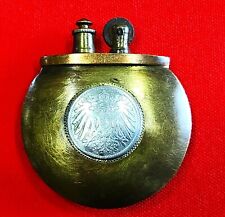 NICE UNIQUE WWI ERA EUROPEAN TRENCH ART LIGHTER WITH A GERMAN 1 MARK SILVER COIN picture