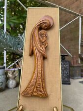 VIntage, MCM, Wooden Madonna and Child Wall Art **READ** picture