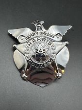 Obsolete Vtg 1960s Harris County Houston Texas Five Point Star Badge Eagle picture