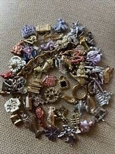 Vintage Charms Bracelet  Huge Lot Gumball Metallic  Charms Bracelet Wow 60+ picture