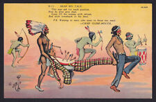 Heap Big Talk-JR Willis-Native American-Chief Close Mouth-Vintage Linen Postcard picture