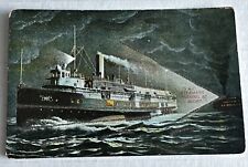 Postcard: D & C Steamer Ships Passing at Night Glitter picture