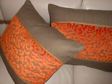 William Yeoward Designers Guild pillows cut velvet linen Marielle Orange newPAIR picture
