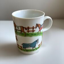 paddock Horse Coffee Mug By Sigma - Horses At Farm 4 1/8” Tall Made In Japan picture