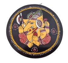 Vintage Lord Ganesha Round Wall Hanging Painting on Hardboard picture