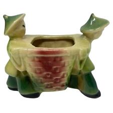 Vintage MCM Shawnee Pottery Planter Chinese Coolies with Basket USA 537 picture