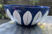 Catherine Holm~Cobalt Blue Enamel~Wht Lotus Leaf Bowl Dish~5.5
