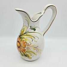 Porcelain Ceramic Pitcher Hand Painted Signed & Numbered Age Crazing MCM VTG picture