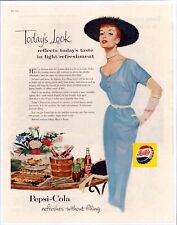 Print Ad Pepsi 1954 Elegant Lady Full Page Large Magazine 13.5