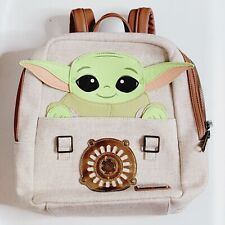 Disney Parks Loungefly Star Wars Baby Yoda Grogu Canvas Backpack VHTF RARE picture