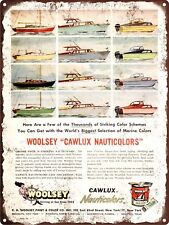 1957 Woolsey Marine Paint Nauticolors Boat Man Cave Metal Sign Repro 9x12