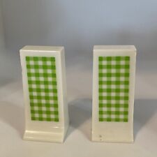 Vintage Fesco Plastic Green Gingham Salt And Pepper Shakers MCM picture