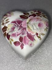 Limoges France Heart Shaped Porcelain Rose Flower Trinket Box Pinks Greenery picture
