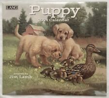 Lang 2024 Puppy Wall Calendar 12” x 24” With Artwork By Jim Lamb picture