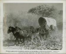 1950 Press Photo Horses pull Covered Wagon in Scene from 