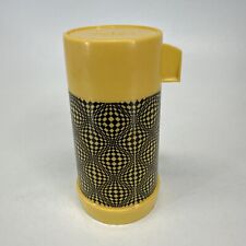 Rare Vintage Aladdin 1/2 Pint Thermos Bottle Psychedelic Yellow Black Checker picture