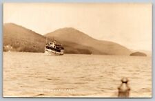 Boat on Lake Memphremagog. Newport Vermont Real Photo Postcard RPPC picture