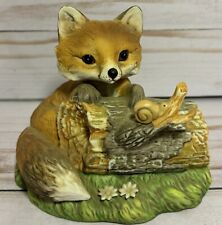 Homco 1986 Masterpiece Porcelain Fox Snail and flower log Mizuno picture