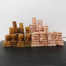 32 Pcs hand carved mexican stone mayan aztec chess pieces no board picture