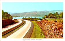 Birds eye view approaching Ithaca on Rt 13 Cayuga Lake postcard a63 picture