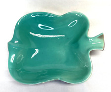 Vintage USA Ceramic Dish Turquoise Blue Leaf Retro Decor Candy Nuts picture