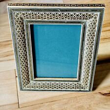 Vtg 1970s Persian Khatam Wood Picture Frame Inlay Marquetry Micro Mosaic 5x7 picture