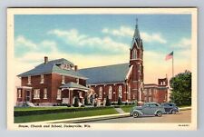 Dickeyville, WI-Wisconsin, House, Church & School Antique, Vintage Postcard picture