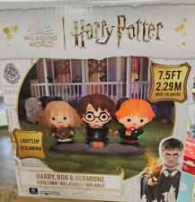 Gemmy 7.5ft Wide Harry Potter, Hermione, & Ron w/ Cauldron Halloween Inflatable picture