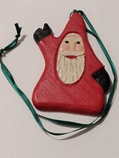 Large Wooden Santa Painted Christmas Ornament picture