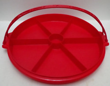 Vintage Red Tupperware Divided 6 Section Serving Tray w/ Handle Paprika 405-1 picture