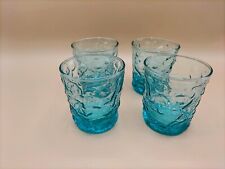 4 VTG Lido Milano Aqua Textured Crinkle 8oz. DRINKING GLASSES WATER TUMBLERS picture